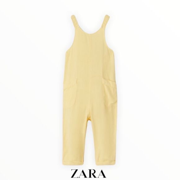 ZARA Kids | Yellow | MINIMALIST LINEN BLEND JUMPSUIT - Picture 1 of 5